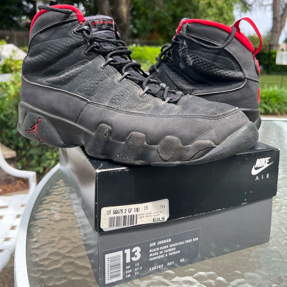 Original Jordan 9s - Black - Dark Charcoal True Red